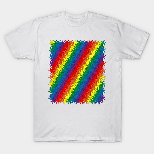 Pride Rainbow Escher Lizards Pattern T-Shirt by Trapezio